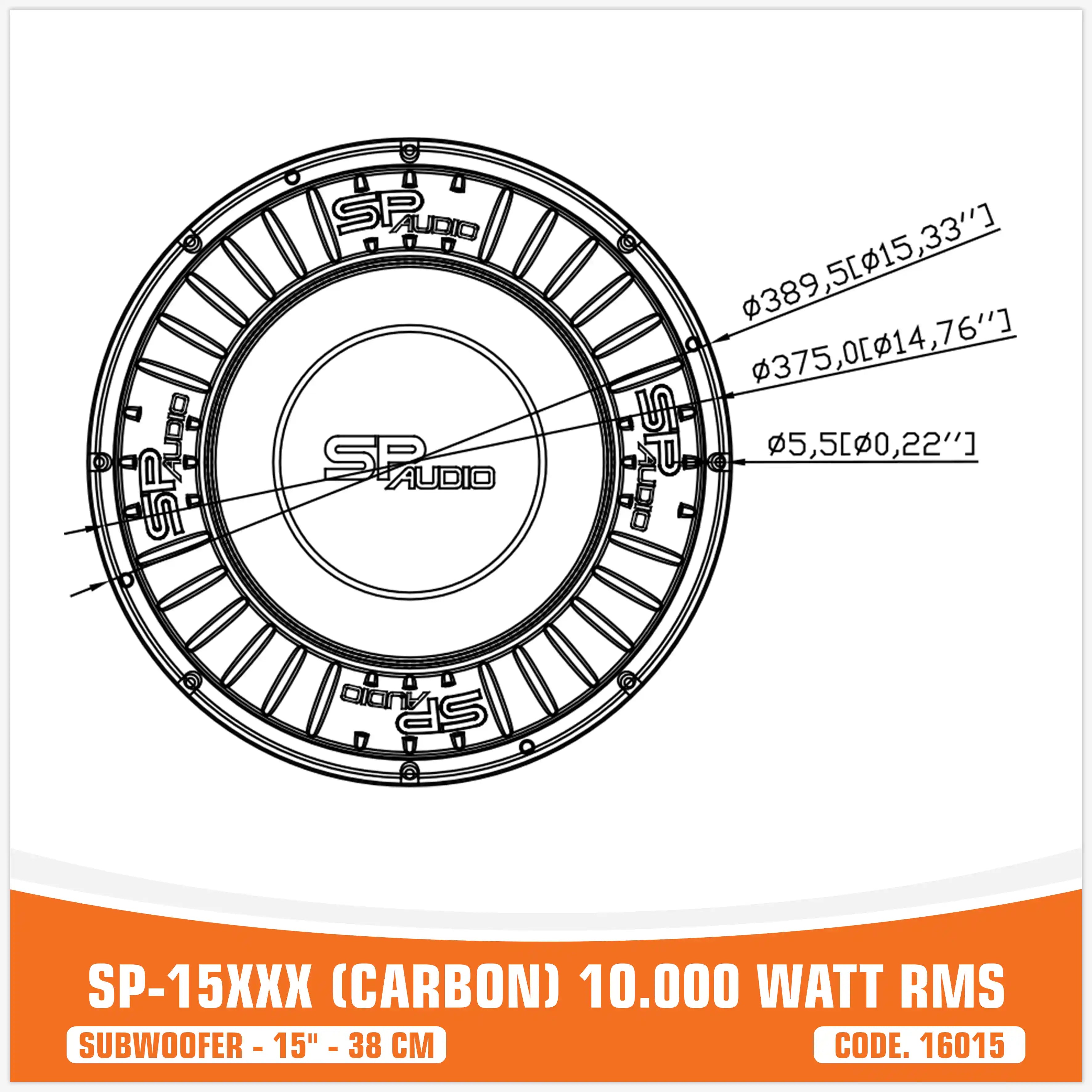SP 15XXX CARBON FIBERS SUBWOOFER 15"/38CM  10000W RMS (UNIT PRICE)